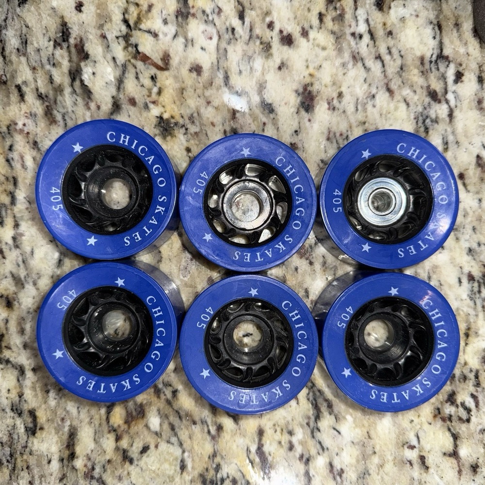 Chicago Skates 405 Roller Skate Wheels Only Set of 6– Blue Pre Owned